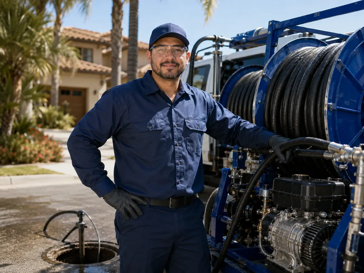 Hydro jet sewer cleaning in Wrightwood