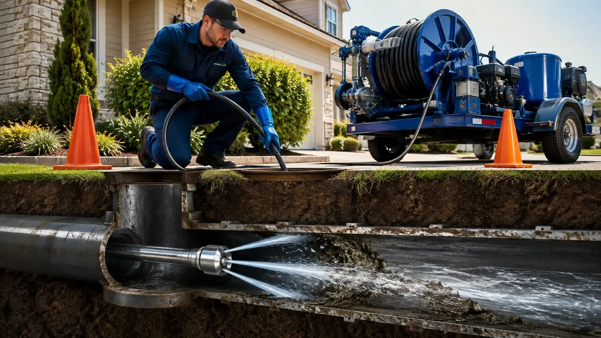 Main Sewer Line Hydro Jet Cleaning in Wrightwood